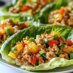 - 1 lb ground chicken - 1 tablespoon vegetable oil - 2 cloves garlic, minced - 1 inch piece of ginger, grated - 1 red bell pepper, diced - 1 carrot, grated - ¼ cup green onions, chopped - ¼ cup sweet chili sauce - 2 tablespoons soy sauce - 1 tablespoon rice vinegar - 1 teaspoon sesame oil - Salt and pepper to taste - Butter lettuce leaves, for serving - Sesame seeds, for garnish You can add more flavor with various garnishes. Consider using: - Fresh cilantro - Chopped peanuts - Lime wedges Each serving of these Sweet Chili Chicken Lettuce Cups is about 300 calories. They pack protein from the chicken and vitamins from the veggies. You get healthy fats from sesame oil and a bit of sweetness from the sauce. The lettuce wraps are low in carbs, making them a great choice for various diets. {{ingredient_image_1}} 1. Gather all your ingredients. You need ground chicken, garlic, ginger, and more. 2. Mince the garlic and grate the ginger. This brings out their flavors. 3. Dice the red bell pepper and grate the carrot. These add color and crunch. 4. Chop half of the green onions. Save the rest for garnish. 5. Rinse the butter lettuce leaves. Pat them dry to keep them crisp. 1. Heat vegetable oil in a large skillet over medium heat. 2. Add minced garlic and grated ginger. Sauté for about 1 minute. 3. Add ground chicken. Break it apart with a spatula. Cook for 4-5 minutes. 4. Stir in diced red bell pepper, grated carrot, and half the green onions. 5. Cook for another 3-4 minutes until the veggies are tender. 6. In a small bowl, mix sweet chili sauce, soy sauce, rice vinegar, sesame oil, and a pinch of salt and pepper. 7. Pour the sauce over the chicken mixture. Stir well to coat. 8. Allow it to simmer for 2-3 minutes on low heat. Let the flavors meld. 9. Remove the skillet from heat. Let the mixture cool slightly. 1. Spoon a generous amount of the sweet chili chicken into each butter lettuce leaf. 2. Garnish with remaining green onions and a sprinkle of sesame seeds. 3. Enjoy your tasty lettuce cups as a fresh finger food. For sweet chili chicken, use ground chicken. It cooks quickly and stays juicy. Start by heating vegetable oil in your skillet over medium heat. Add minced garlic and grated ginger to the oil. Sauté these for about one minute. This step builds a great base flavor. Then, add the ground chicken. Use a spatula to break it apart. Cook until it’s browned and fully cooked through, which takes about four to five minutes. Stir in diced red bell pepper and grated carrot next. Keep cooking for three to four minutes. This softens the veggies and adds texture. Lastly, pour your sauce over the chicken mixture and let it simmer for two to three minutes. This step blends all the flavors well. When picking lettuce for your cups, look for butter lettuce. It has a soft, tender leaf. Check for bright green color and no brown spots. Fresh lettuce should feel crisp when you touch it. Avoid limp or wilting leaves. If you find a head of lettuce with tightly packed leaves, that’s a good sign. This means it is fresh and crunchy, perfect for holding your chicken mixture. Remember, fresh lettuce makes your dish look and taste better! One common mistake is overcooking the chicken. Keep an eye on the time to prevent dryness. Another mistake is using wilted lettuce. Always choose fresh, crisp leaves. Also, don’t skip the simmering step for the sauce. This helps the flavors blend and enhances the taste. Lastly, be careful with salt. The soy sauce adds saltiness, so taste before adding more. Avoid these mistakes to make your sweet chili chicken lettuce cups shine! Pro Tips Use Fresh Ingredients: Fresh vegetables and herbs enhance the flavor and texture of your lettuce cups, making them more vibrant and enjoyable. Adjust the Sauce: Feel free to customize the sweet chili sauce by adding more soy sauce for saltiness or additional chili for heat, depending on your taste preference. Experiment with Proteins: While ground chicken is delicious, you can substitute it with ground turkey, beef, or even tofu for a vegetarian option. Make Ahead: Prepare the chicken mixture ahead of time and store it in the fridge. Just assemble the lettuce cups when you're ready to serve! {{image_2}} You can swap out ground chicken for other proteins. Try ground turkey for a leaner option. It keeps the dish light and tasty. Tofu is great if you want a vegetarian meal. Just crumble firm tofu into the skillet. Cook it until it's golden brown. Both options work well with sweet chili sauce. You can add more flavor to your sweet chili chicken. Try adding crushed red pepper for some heat. A dash of garlic powder gives a nice kick, too. You can also mix in hoisin sauce for a sweeter taste. It adds depth to the dish. Don't forget to taste as you go. This way, you can adjust the flavors to your liking! The veggies in this recipe add color and crunch. You can mix and match them based on your taste. Try using zucchini or cucumber for a fresh twist. Shredded cabbage is another fun option. It adds a nice crunch and pairs well with the sauce. Feel free to get creative! The more colorful the plate, the more fun your meal will be. After making Sweet Chili Chicken Lettuce Cups, you can store them in the fridge. Place the chicken mixture in an airtight container. It will stay fresh for up to three days. Keep the lettuce leaves separate to maintain their crispness. You can freeze the chicken filling for later use. Let it cool completely before packing. Use a freezer-safe container or bag. It can last up to three months in the freezer. Just remember to label the container with the date. To reheat, thaw the chicken mixture in the fridge overnight. Warm it in a pan over low heat. Stir until it is heated through. You can also use the microwave; heat in short bursts, stirring in between. Always serve it with fresh lettuce for the best taste! Yes, you can make the filling ahead. Cook the chicken and veggies, then cool them. Store in a sealed container in the fridge for up to two days. When ready to serve, just scoop it into the lettuce cups. This saves time and keeps the meal fresh. These cups work great as a light meal or appetizer. You can pair them with rice or quinoa for a full meal. Serve with a side of fresh fruit for a sweet touch. Spring rolls or a light salad also make nice sides. Yes, this recipe can be gluten-free with a few swaps. Use gluten-free soy sauce instead of regular. Always check your sweet chili sauce for gluten. Most brands are safe, but it's good to verify. You learned about the key ingredients, preparation steps, and tips for making Sweet Chili Chicken Lettuce Cups. We covered variations and storage options to suit your needs. Remember to pick fresh ingredients and avoid common cooking mistakes for the best taste. This dish is easy to make and fun to share. With these tips, you'll impress your friends and family. Enjoy your cooking journey and have fun with this tasty recipe!