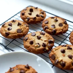 To make these tasty sourdough discard chocolate chip cookies, gather the following items: - 1 cup sourdough discard (at room temperature) - 1/2 cup unsalted butter, softened - 1/3 cup brown sugar, packed - 1/3 cup granulated sugar - 1 large egg - 1 teaspoon vanilla extract - 1 cup all-purpose flour - 1/2 teaspoon baking soda - 1/2 teaspoon salt - 1 cup semi-sweet chocolate chips - 1/2 cup chopped nuts (optional) You can easily swap some ingredients if needed. Use coconut oil instead of butter for a dairy-free option. If you want less sugar, reduce both types of sugar by a bit. For a gluten-free version, try almond or coconut flour instead of all-purpose flour. You can also use dark chocolate chips for a richer taste. If you donβt have vanilla extract, maple syrup works well too. Using sourdough discard is key in this recipe. It adds a unique flavor and slight tang to the cookies. This ingredient also helps to keep the cookies soft and chewy. Plus, itβs a great way to reduce waste in the kitchen. Instead of tossing your sourdough discard, you can make these delicious cookies and enjoy a sweet treat! {{ingredient_image_1}} Start by gathering all your tools. You need a mixing bowl, measuring cups, and a spoon. Donβt forget the baking sheet and parchment paper. Preheat your oven to 350Β°F (175Β°C). Line your baking sheet with parchment. This keeps the cookies from sticking. Make sure your workspace is clean and ready. In a large bowl, add the softened butter. Then, add the brown sugar and granulated sugar. Use a hand mixer or a spoon to beat them together. You want this mixture to be light and fluffy. Next, add your sourdough discard. Mix it until everything is well combined. Then, crack in one large egg and pour in the vanilla extract. Mix again until it looks smooth. In a separate bowl, whisk together your flour, baking soda, and salt. This helps the baking soda mix well. Gradually add this dry mix to your wet ingredients. Stir gently until just combined. Be careful not to overmix. Overmixing makes cookies tough. You want them soft and chewy, so stop mixing once you donβt see any dry flour. Now, itβs time to add the chocolate chips. Fold them into your dough. If you like nuts, add those too. Use a tablespoon or cookie scoop to drop dough onto the baking sheet. Leave about 2 inches between each cookie. Bake for 10-12 minutes. You want the edges to be golden brown, while the centers stay soft. After baking, let the cookies cool for 5 minutes on the sheet. Then, move them to a wire rack to cool completely. Enjoy your delicious sourdough discard cookies! To get that perfect cookie texture, you need to watch a few key steps. First, use room-temperature sourdough discard. Cold discard can make the dough too stiff. Next, donβt overmix the dough. Mix until just combined for soft cookies. Finally, let the cookies cool slightly on the sheet before moving them. This keeps them soft and chewy. One common mistake is not measuring ingredients correctly. Use a scale for precision. Another mistake is baking at too high a temperature. Stick to the 350Β°F that the recipe calls for. Lastly, avoid overbaking. The cookies will continue to cook a bit after you take them out. Look for golden edges while the centers stay soft. To keep your cookies fresh, let them cool completely on a wire rack. This prevents sogginess. Store them in an airtight container at room temperature. They last about a week. If you want to keep them longer, freeze them. Just layer them between parchment paper before sealing in a freezer bag. When you're ready, let them thaw at room temperature. Enjoy your treats fresh! Pro Tips Use Room Temperature Ingredients: Make sure your butter and sourdough discard are at room temperature for easier mixing and better texture. Donβt Overmix: When combining wet and dry ingredients, mix just until incorporated to keep your cookies tender and chewy. Chill the Dough: For thicker cookies, chill your dough for at least 30 minutes before baking. This helps to prevent spreading. Storage Tips: Keep leftover cookies in an airtight container at room temperature for up to a week, or freeze for longer storage. {{image_2}} You can change these cookies to fit your taste. Try adding 1/2 cup of chopped nuts. Walnuts or pecans work well. You can also mix in 1/2 cup of dried fruit. Dried cranberries or cherries add a nice touch. For a fun twist, add a pinch of cinnamon. This spice gives a warm flavor to your cookies. If you want a gluten-free treat, use almond or coconut flour. Swap the all-purpose flour with 1 cup of almond flour. If you choose coconut flour, use only 1/3 cup. Coconut flour absorbs more moisture, so you need less. Add an extra egg to keep the dough moist. This will help your cookies hold together. Switch up the chocolate for more fun. You can use dark chocolate chips or white chocolate chips. Each type brings its own taste. For a richer flavor, use bittersweet chocolate chips. You can also mix different chocolates together. For nuts, try macadamia nuts or hazelnuts. The choice is yours, so get creative! To keep your cookies fresh, place them in an airtight container. Use parchment paper to separate layers. Store them at room temperature for up to one week. If you want them soft, add a slice of bread to the container. The bread keeps the cookies moist. Freezing cookies is easy and great for long-term storage. First, let cookies cool completely. Then, place them in a freezer bag or airtight container. Remove as much air as you can. You can freeze them for up to three months. Label the bag with the date for easy tracking. To enjoy frozen cookies, first, let them thaw at room temperature. For a warm cookie, preheat your oven to 350Β°F (175Β°C). Place the cookie on a baking sheet and heat for about 5 minutes. You can also use a microwave for quick reheating. Just warm them for 10-15 seconds. Enjoy that fresh-baked taste again! Yes, you can use cold sourdough discard. However, room temperature discard works best. It mixes easier and helps your cookies rise better. Cold discard may make your cookie dough harder to blend. If you only have cold discard, let it sit out for about 30 minutes. This way, it warms up and becomes easier to use. Look for golden edges on the cookies. The centers should still look soft and slightly underbaked. This gives them a chewy texture. You can also do the toothpick test. If it comes out clean or with a few crumbs, your cookies are ready. Don't forget to let them cool on the baking sheet for 5 minutes. This helps them set perfectly. Sourdough discard is very useful in many recipes. You can make pancakes, waffles, or even banana bread. It adds great flavor and texture. You can also try making pizza dough or crackers with it. The options are endless! Experimenting with sourdough discard can lead to tasty new treats. This post covered how to make cookies using sourdough discard. We explored key ingredients and substitutions. You learned step-by-step instructions and baking techniques to achieve the best results. I shared tips for the perfect cookie texture and how to avoid common mistakes. You also discovered fun variations and smart storage methods. With these insights, you can bake delicious cookies that are fresh and flavorful. Enjoy experimenting in the kitchen and making these recipes your own!