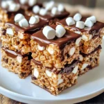 To make Chocolate Peanut Butter Rice Krispie Treats, gather these key ingredients: - 4 cups Rice Krispies cereal - 1 cup creamy peanut butter - 1 ½ cups mini marshmallows - ½ cup semi-sweet chocolate chips - ½ cup honey or maple syrup - 1 teaspoon vanilla extract - ¼ teaspoon sea salt - Additional chocolate chips for drizzling (optional) Each ingredient plays a role in the taste and texture. The Rice Krispies give a nice crunch. The creamy peanut butter adds richness and flavor. Mini marshmallows create a soft, gooey bite. Semi-sweet chocolate chips bring sweetness and a deep chocolate flavor. If you need to make swaps, here are some ideas: - Use crunchy peanut butter for more texture. - Swap honey with maple syrup for a vegan option. - Try almond butter instead of peanut butter for a different taste. - Use brown rice cereal if you need a gluten-free option. - Replace mini marshmallows with vegan marshmallows for a plant-based treat. These changes can still keep your treats tasty and fun. Fresh ingredients make a big difference in taste. Check your peanut butter for freshness; it should smell nutty and not rancid. The marshmallows should be soft and not hard or stale. For the best results, use good-quality chocolate chips. They should melt easily and taste rich. Store your treats in an airtight container to keep them fresh. This way, they will stay soft and delicious for longer. {{ingredient_image_1}} First, get a 9x13 inch baking dish. You can use cooking spray or line it with parchment paper. This helps the treats come out easily. Make sure to coat the entire bottom and sides. This step is key for easy removal later. Next, take a medium saucepan and set it on low heat. Add 1 cup of creamy peanut butter and ½ cup of honey or maple syrup. Stir the mixture slowly until it melts and becomes smooth. Remove the saucepan from the heat once it is well mixed. This melting step makes the peanut butter blend well with the sweetener. In a large bowl, add 4 cups of Rice Krispies cereal. Pour the melted peanut butter mixture over the cereal. Mix well until all the Rice Krispies are coated. Then, add 1 ½ cups of mini marshmallows, 1 teaspoon of vanilla extract, and ¼ teaspoon of sea salt. Stir until the marshmallows melt and blend with the cereal. This combination gives the treats their chewy texture. Now, transfer the mixture into the prepared baking dish. Use a spatula or your hands to press it down firmly. If you wet your hands, it helps keep the mixture from sticking. Smooth the top to make it even. If you want more chocolate, melt some extra chips and drizzle them on top. Let the treats cool at room temperature for about 30 minutes. This cooling time helps them set before you cut them. To get the best texture, make sure to use fresh mini marshmallows. Old marshmallows can become hard and lose their gooeyness. When melting, keep the heat low. This prevents burning and keeps the mix smooth. Stir often to blend well. Press the mixture firmly into the pan. This helps the treats hold their shape. One common mistake is not greasing the pan. If you skip this step, the treats will stick. Another mistake is overcooking the marshmallows. This can make them tough and chewy. Always measure ingredients carefully. Too much peanut butter can make the mix too oily. If the mixture feels dry, add a splash of honey or syrup. For melting chocolate, use a microwave-safe bowl. Heat in short bursts, stirring in between. This keeps the chocolate from burning. If you prefer, use a double boiler on low heat. Stir until melted and smooth. If you want a drizzle, let the chocolate cool slightly before using. This way, it won’t run off the treats. Pro Tips Use Fresh Ingredients: Always check that your marshmallows and chocolate chips are fresh for the best flavor and texture. Experiment with Sweeteners: Feel free to substitute honey with agave syrup or maple syrup for different flavor profiles. Chill for Better Cutting: If you find the treats too sticky to cut, refrigerate them for about 15 minutes to firm them up. Customize with Mix-Ins: Add nuts, dried fruit, or even pretzels to the mix for extra crunch and flavor variations. {{image_2}} You can easily make these treats friendly for different diets. If you need them gluten-free, check the Rice Krispies label. Some brands make gluten-free options. For a nut-free version, swap peanut butter for sun butter. This keeps the taste great without nuts. You can also use maple syrup instead of honey for a vegan treat. Want to jazz up your treats? Add some mix-ins! Chopped nuts add crunch. Almonds or walnuts work well. Dried fruit like cranberries or raisins brings a nice chew. You can also use shredded coconut for a tropical twist. Feel free to get creative! Using chocolate chips is classic and tasty. Semi-sweet chips balance the sweetness of the treats. If you like sweeter treats, try white chocolate chips. They melt well and give a creamy taste. You can also mix both types for a fun look and flavor. To keep your Chocolate Peanut Butter Rice Krispie Treats fresh, store them in an airtight container. This helps keep them soft and chewy. If you stack the treats, place parchment paper between layers to prevent sticking. Always keep them at room temperature. Avoid placing them in the fridge, as cold can make them hard. When stored properly, these treats can last up to one week. After a few days, they might lose some softness. If you notice they are getting stale, you can still enjoy them in recipes like ice cream toppings or dessert bars. If you want to keep them longer, freezing is a great option. Cut the treats into squares and wrap each piece in plastic wrap. Then, place them in a freezer-safe bag or container. They can stay in the freezer for up to three months. When you're ready to eat them, just thaw at room temperature for about 30 minutes. Enjoy them fresh and tasty! You can use other cereals like Cornflakes or Crispy Rice. Both give a great crunch. If gluten-free is a need, use gluten-free options. You can even try puffed quinoa for a nutty flavor. Experimenting can lead to fun new treats! Yes, you can! Use maple syrup instead of honey. Choose dairy-free chocolate chips for the mix. Make sure your marshmallows are vegan too. Many brands now offer vegan marshmallows. This way, everyone can enjoy the deliciousness! Store your treats in an airtight container. Keep them in a cool, dry place. You can also wrap them tightly with plastic wrap for extra freshness. If they do get a bit hard, try microwaving for a few seconds. This can help soften them right up! This article covers all you need for perfect treats. We started with a detailed ingredient list, including substitutions for freshness. You learned step-by-step instructions, making the process easy. I shared tips to avoid mistakes and ensure great texture. We also explored tasty variations and smart storage tips. These will help your treats stay fresh longer. Enjoy experimenting with flavors and ingredients! The right approach makes delicious results easy. Remember, practice improves your skills in the kitchen. Happy baking!