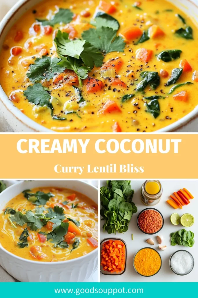 Discover the joy of a Coconut Curry Lentil Soup, a delightful vegetarian curry recipe that's packed with flavor and nutrition. This easy lentil curry recipe combines red lentils, coconut milk, and vibrant veggies for a healthy soup with coconut milk that's perfect for any occasion. In just 30 minutes, enjoy a comforting bowl that serves four. Save this red lentil soup recipe for your next meal prep! #CoconutCurryLentilSoup #VegetarianCurryRecipe #RedLentilSoupRecipe #HealthySoup