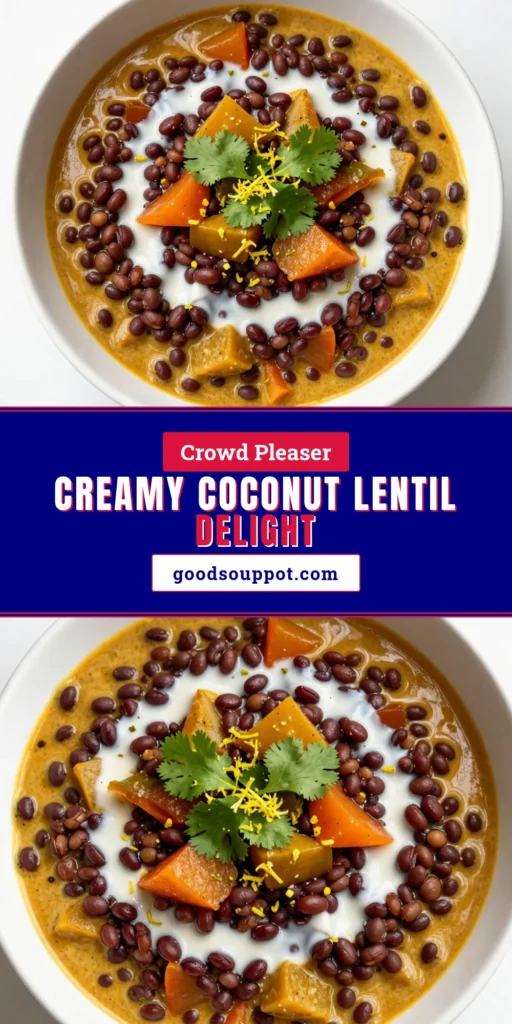 Craving a delicious vegan meal? Try this creamy coconut lentil curry! This easy coconut curry features red lentils, coconut milk, and vibrant veggies for a healthy lentil dish that's ready in just 40 minutes. Perfect for anyone seeking a flavorful vegetarian curry with coconut milk. Enjoy a satisfying, wholesome meal that will impress your family and friends. Save this vegan lentil curry recipe and make it tonight! #CurryLovers #VeganRecipes #HealthyEating #ComfortFood