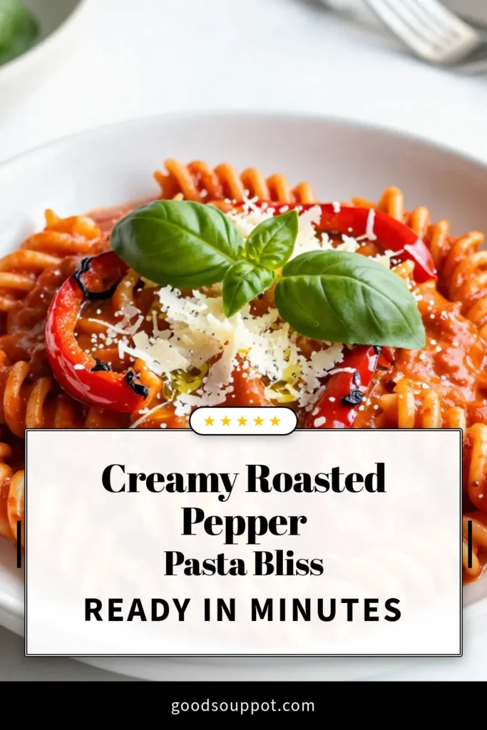 Indulge in this creamy roasted red pepper pasta that's both delicious and easy to make! This dairy-free pasta recipe features a flavorful vegan roasted red pepper sauce that elevates any meal. Perfect for a quick pasta dinner, this easy pasta with red peppers will have everyone asking for seconds. Try it tonight and enjoy a comforting dish with minimal effort! Save this recipe for later! #CreamyRoastedRedPepperPasta #DairyFree #VeganRecipe #PastaDinner