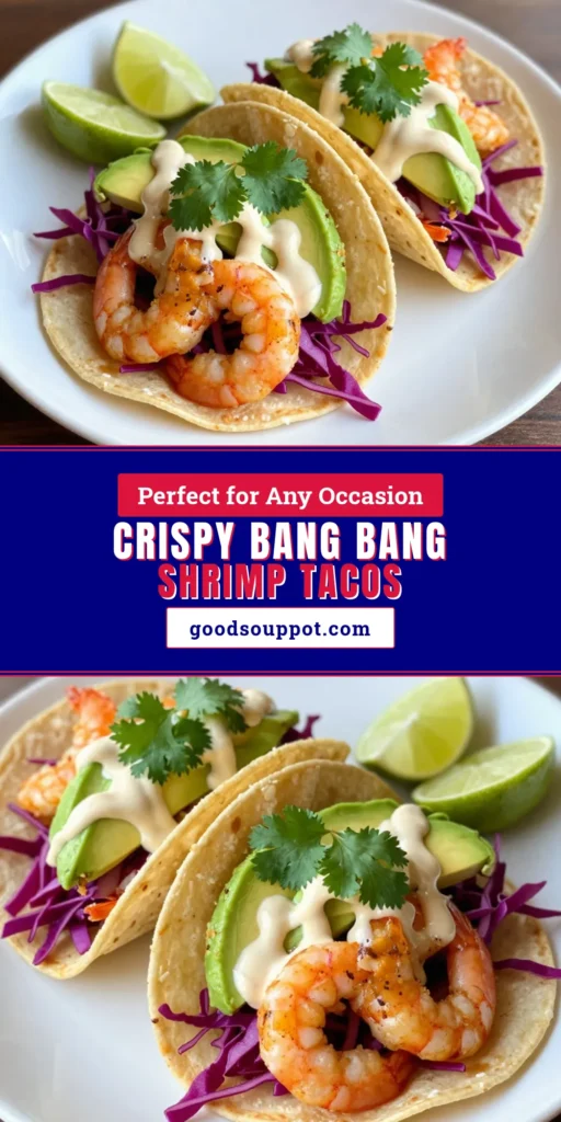 Indulge in these mouthwatering Bang Bang Shrimp Tacos, a must-try for seafood lovers! This Fried Shrimp Tacos Recipe features crispy shrimp coated in a flavorful blend and topped with a zesty Shrimp Taco Sauce. Perfect for a spicy twist on taco night, this easy taco recipe will impress your guests and family alike. Ready in just one hour, you’ll want to save this recipe! #BangBangShrimpTacos #SpicyShrimpTacos #EasyTacoRecipes #FriedShrimpTacos
