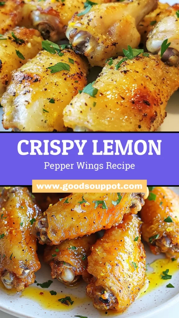 Discover the ultimate crispy lemon pepper wings recipe that will elevate your snack game! This easy chicken wing recipe features oven-baked crispy wings coated in delicious lemon zest and a blend of spices. Perfect for game day or a cozy dinner, these baked chicken wings are a crowd favorite. Try this simple recipe for crispy lemon pepper wings and enjoy a burst of flavor! Save this recipe today! #ChickenWings #RecipeIdeas #CrispyWings #LemonPepperWings