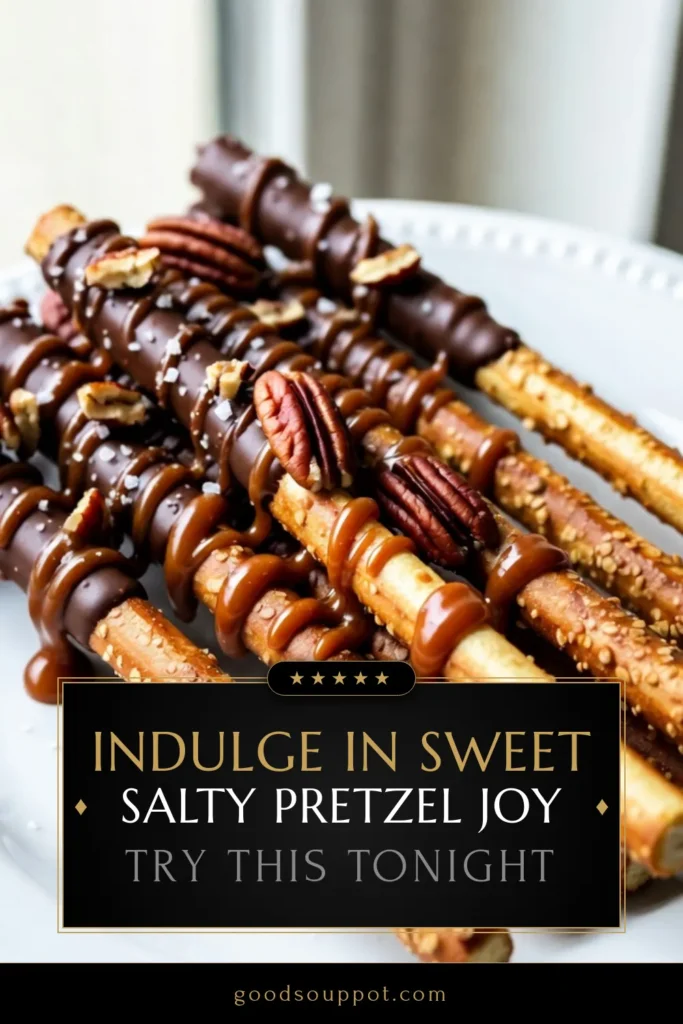 Indulge in these delicious caramel chocolate pretzel rods that are perfect for any occasion! This easy pretzel rod recipe combines chocolate-dipped pretzels with a rich caramel dessert recipe, creating irresistible sweet and salty snacks. With just a few simple steps, you can create these festive treats topped with crushed nuts and sprinkles. Try this fun recipe today and share it with friends! #CaramelChocolatePretzelRods #ChocolateDippedPretzels #SweetAndSaltySnacks #DessertRecipes