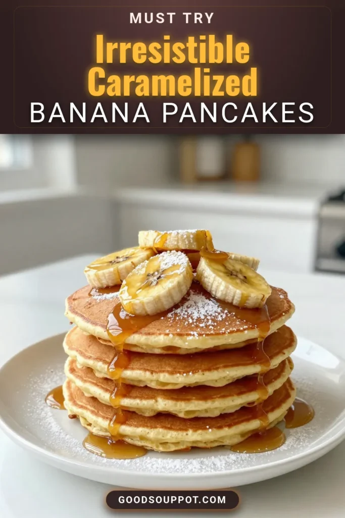 Indulge in the delightful sweetness of caramelized banana pancakes with this easy banana breakfast recipe! Perfectly fluffy and topped with homemade caramelized bananas, these pancakes will elevate your morning routine. Ready in just 20 minutes, they’re ideal for any breakfast lover. Don’t forget to drizzle with maple syrup for extra sweetness. Save this fluffy pancake recipe and impress your family today! #PancakeRecipe #BananaPancakes #BreakfastIdeas #HomemadePancakes