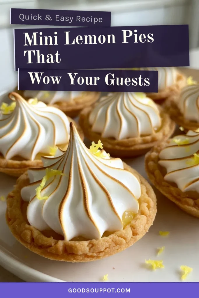 Discover how to make mini lemon meringue pies with this easy lemon meringue pie recipe! These delicious mini pies feature a homemade lemon pie filling topped with fluffy meringue, perfect for any occasion. It's a delightful easy dessert recipe that's sure to impress. Follow our simple steps to create these charming treats. Don't miss out on this fun baking adventure! #MiniLemonMeringuePies #LemonMeringuePieRecipe #EasyDessertRecipes #HomemadeLemonPieFilling