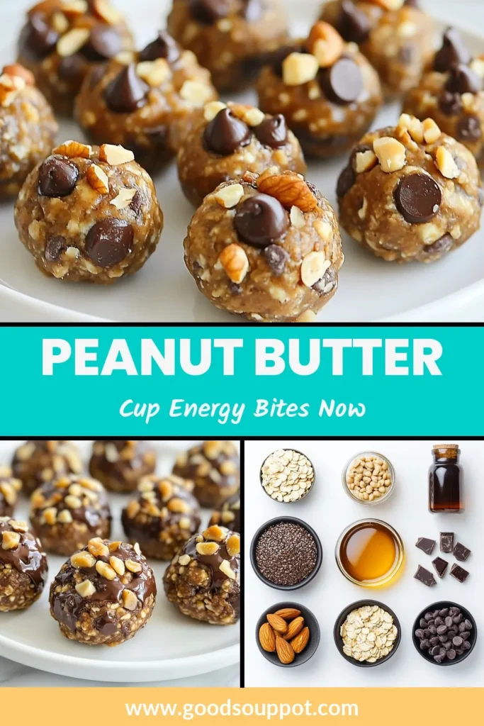 Looking for a delicious and nutritious snack? Try these Peanut Butter Cup Energy Bites! Packed with rolled oats, natural peanut butter, and dark chocolate, these Vegan Energy Bites are a perfect addition to your Healthy Snack Recipes. Easy to make and no-bake, you'll love how simple these Dark Chocolate Peanut Butter Bites are to prepare. Make your own Peanut Butter Energy Bites today and enjoy a guilt-free indulgence! Save this recipe for later and get snacking! #HealthySnacks #NoBakeRecipes #VeganTreats #PeanutButterLovers