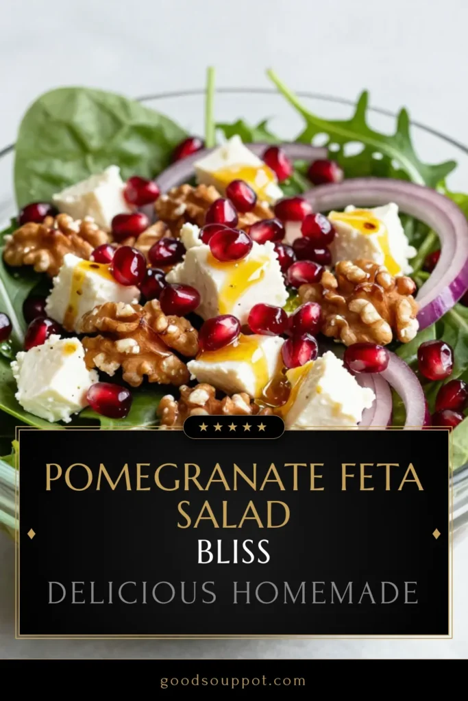 Discover the refreshing flavors of Pomegranate Feta Salad with this quick mixed greens salad recipe. Packed with pomegranate seeds, crumbled feta, and topped with a zesty balsamic dressing, this healthy salad recipe is perfect for any occasion. Enjoy a colorful and delicious veggie salad that's easy to prepare in just 10 minutes. Try it today and elevate your meal! #PomegranateFetaSalad #HealthySaladRecipes #QuickVeggieSalad #BalsamicDressingSalad