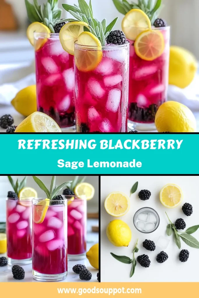 Quench your thirst this summer with our delightful Blackberry Sage Lemonade! This homemade lemonade recipe combines fresh blackberries and sage for a unique twist that's perfect for refreshing summer drinks. Elevate your gatherings with this easy-to-make blackberry cocktail that will impress your guests. Enjoy the balanced flavors and refreshing vibes! Save this recipe for your next sunny day! #BlackberrySageLemonade #RefreshingDrinks #HomemadeLemonade #BlackberryCocktails