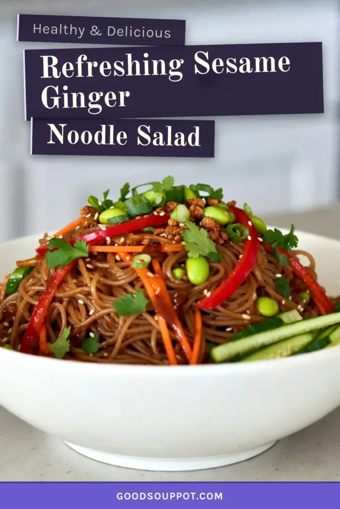 Discover the delicious Sesame Ginger Noodle Salad, a quick vegetarian recipe perfect for any meal. Made with rice noodles, fresh veggies, and a flavorful dressing, this healthy Asian salad is also gluten-free. It's a vibrant and refreshing dish that's easy to whip up in just 25 minutes. Perfect for meal prep or a light lunch! Try this simple rice noodle recipe today and elevate your healthy eating! #SesameGingerNoodleSalad #GlutenFreeRecipes #HealthySalad #VegetarianRecipes