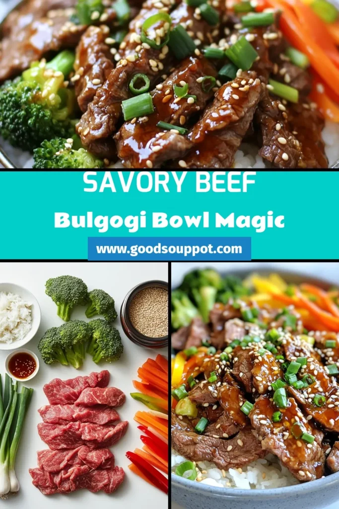 Discover the ultimate beef bulgogi bowl recipe that brings the vibrant flavors of Korean cuisine to your dinner table. This easy bulgogi recipe combines tender beef sirloin and fresh veggies in a quick beef dinner recipe that your family will love. Perfect for anyone seeking savory beef bowls, this Korean beef stir-fry is simple to make and a delight to eat. Save this recipe for a delicious weeknight meal! #BeefBulgogi #KoreanCuisine #QuickDinner #SavoryRecipes