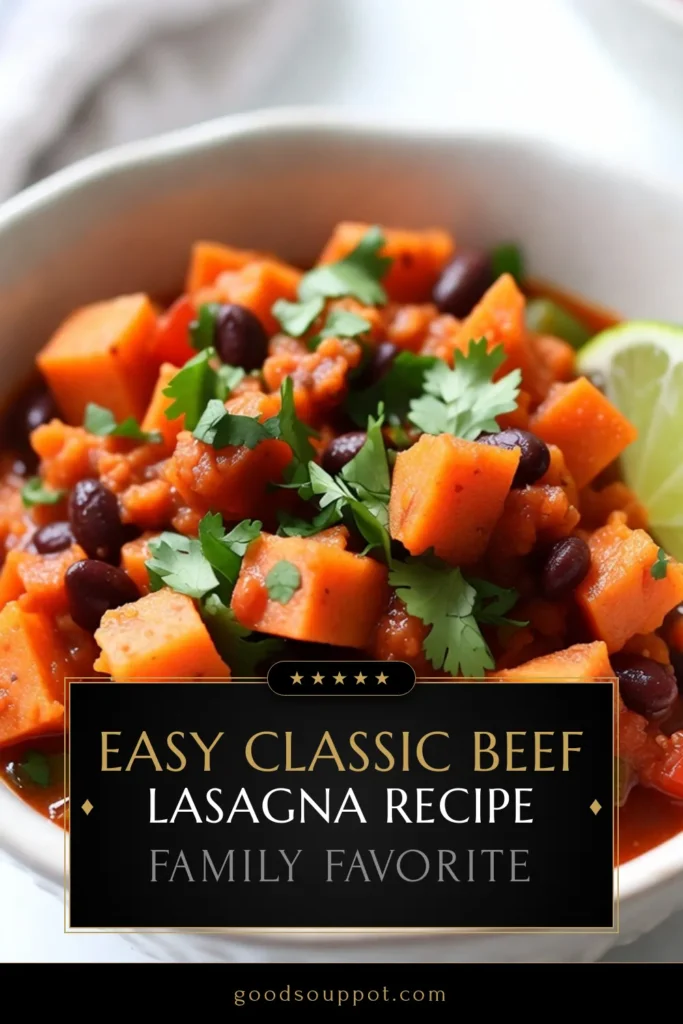 Savor the delicious flavors of this spicy vegan chili with our sweet potato black bean chili recipe! Packed with nutrients, this healthy vegan chili combines tender sweet potatoes, hearty black beans, and bold spices for a plant-based chili recipe everyone will love. Perfect for weeknight dinners or meal prep, this vegan chili recipe is sure to be a hit. Try it today and enjoy a warming bowl of goodness! #VeganChili #HealthyEating #PlantBased #ChiliRecipe