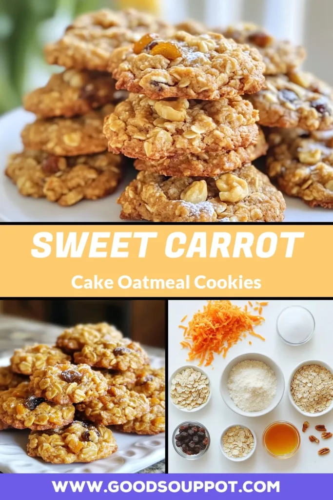 Discover the ultimate healthy oatmeal cookies recipe with these delightful carrot cake oatmeal cookies! Perfectly sweetened and packed with nutrients, this easy cookie recipe with carrots also features optional raisins and walnuts for extra texture. Try these vegan carrot cake cookies for a guilt-free treat that everyone will love. Save this recipe and enjoy a deliciously wholesome snack today! #HealthyTreats #VeganCookies #OatmealCookies #BakingIdeas