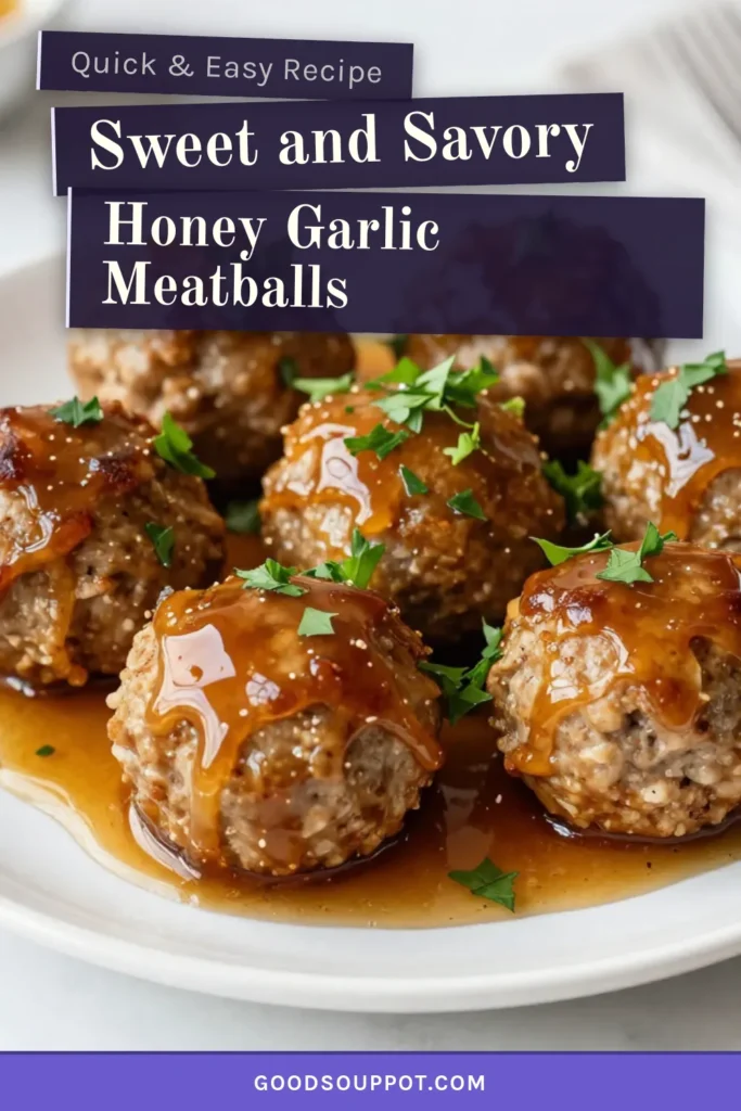 Discover the perfect comfort food with these honey garlic meatballs! This easy ground beef meatball recipe features delightful baked meatballs with honey sauce, creating a simple yet delicious meatball dinner that your family will love. Perfect for weeknight meals, this honey garlic sauce recipe enhances every bite. Try making these flavorful meatballs today and transform your dinner routine! Save this recipe for later! #HoneyGarlicMeatballs #EasyDinnerRecipes #MeatballRecipe #YummyFood
