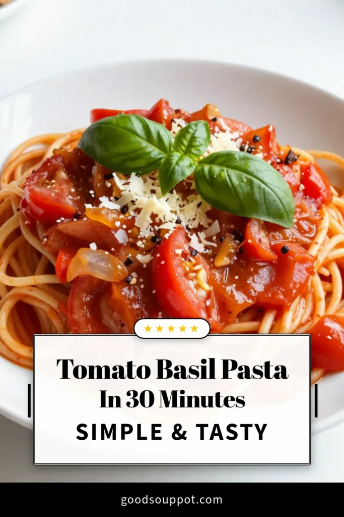 Indulge in a delicious Tomato Basil Pasta that's perfect for weeknight dinners! This quick pasta recipe features fresh basil and ripe tomatoes that come together for a flavorful tomato sauce pasta. In just 30 minutes, you can enjoy a delightful spaghetti recipe that the whole family will love. Try this easy meal today and elevate your pasta nights! Save it for later! #TomatoBasilPasta #QuickPastaRecipes #SpaghettiRecipe #FreshBasilPasta