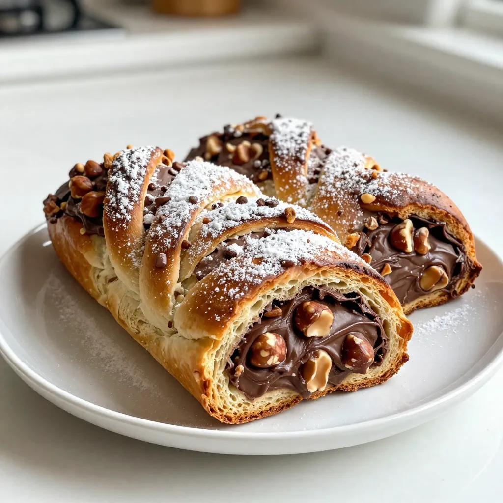 To make Chocolate Hazelnut Babka, gather these items: - 4 cups all-purpose flour - 1/2 cup granulated sugar - 1 packet (2¼ teaspoons) instant yeast - 1 teaspoon salt - 1/2 cup whole milk, warmed - 1/2 cup unsalted butter, melted - 3 large eggs - 1 teaspoon vanilla extract - 1 cup chocolate hazelnut spread (like Nutella) - 1/2 cup chopped hazelnuts (toasted) - 1 egg (for egg wash) - Powdered sugar (for dusting) You can swap some ingredients if needed. Here are some ideas: - Use almond milk instead of whole milk for a dairy-free option. - Coconut oil can replace unsalted butter if you want a vegan babka. - For flour, use bread flour for a chewier texture. - Try other nut spreads if you don’t like chocolate hazelnut spread—like almond or peanut butter. - Use walnuts instead of hazelnuts for a different flavor. Choosing high-quality ingredients is key. Fresh flour gives better texture. Use good yeast to ensure the dough rises well. The milk should be warm but not hot, as it helps yeast grow. Unsalted butter adds richness and flavor. Using premium chocolate hazelnut spread makes the babka taste amazing. High-quality hazelnuts add crunch and depth. When you use quality items, you elevate your babka from good to great! {{ingredient_image_1}} 1. Mix the Dry Ingredients: In a large bowl, mix 4 cups of flour, 1/2 cup of sugar, 2¼ teaspoons of yeast, and 1 teaspoon of salt. Make sure it is well combined. 2. Whisk the Wet Ingredients: In another bowl, whisk together 1/2 cup of warmed milk, 1/2 cup of melted butter, 3 eggs, and 1 teaspoon of vanilla extract. 3. Combine Wet and Dry: Gradually pour the wet mix into the dry mix. Use a wooden spoon or dough hook. Knead until smooth. This takes about 8 minutes by hand or 5 minutes with a mixer. 4. First Rise: Shape the dough into a ball. Place it in a greased bowl and cover it. Let it rise in a warm place for about 1 hour. It should double in size. 5. Roll the Dough: Once it has risen, punch it down. Place it on a floured surface and roll it out to a rectangle of about 14 by 20 inches. 6. Add the Filling: Spread 1 cup of chocolate hazelnut spread over the dough. Leave a small border. Sprinkle 1/2 cup of chopped hazelnuts on top. 7. Roll the Dough: Start from one long edge and roll the dough tightly into a log. Seal the edges well. 8. Twist the Log: Slice the log in half lengthwise with a sharp knife. Twist the two halves together and shape it into a spiral or braid. 9. Second Rise: Place the twisted dough in a greased loaf pan. Cover it loosely and let it rise for another 30-45 minutes. 10. Preheat the Oven: Set your oven to 350°F (175°C). 11. Egg Wash: Beat the last egg. Brush it over the top of the babka for a nice golden look. 12. Bake: Bake for 30-35 minutes or until golden brown. A toothpick should come out clean when inserted. 13. Cool and Dust: Let the babka cool in the pan for 10 minutes. Transfer it to a wire rack. Dust with powdered sugar before serving. - Mixing: Make sure to mix the dry ingredients well. It helps the yeast activate. - Kneading: If the dough is sticky, add a little more flour. But don’t add too much. - Rising: Place the dough in a warm area. A sunny spot works great. - Rolling: Roll evenly to avoid thin and thick spots. - Filling: Spread the chocolate evenly. This ensures every bite is delicious. - Twisting: Be gentle when twisting the log to keep the layers intact. - Baking: Check for doneness a few minutes early. Ovens can vary. - Dough Not Rising: Ensure your yeast is fresh. Warm milk helps activate it. - Dough Too Sticky: Knead in a bit more flour, but don’t overdo it. - Babka Too Dense: It may have been over-kneaded or not risen long enough. - Soggy Babka: Ensure you bake until golden brown. A toothpick test is key. - Uneven Layers: Roll the dough evenly and twist gently to keep the layers distinct. Kneading dough well makes a big difference. Start with clean hands and a clean surface. Mix the dry ingredients first. This helps the yeast activate well. When you add the wet mix, do it slowly. Use a wooden spoon or a stand mixer. Knead for about 8 minutes by hand. The dough should feel smooth and elastic. If it sticks, add a bit of flour. Always let it rest; this lets the gluten relax. A good rise is key for a fluffy babka. After mixing, place the dough in a greased bowl. Cover it with plastic wrap. Find a warm spot for the dough. This could be near a stove or in an oven turned off. Let it rise until it doubles in size, about 1 hour. When you punch it down, do it gently. This helps keep the air in. For the second rise, let it rest in the loaf pan for 30-45 minutes. Once baked, let the babka cool for a bit. Then, dust it with powdered sugar for a sweet finish. You can slice it thick or thin, depending on your mood. Serve it warm or at room temp. For a special touch, pair it with coffee or tea. You can also add a scoop of ice cream for dessert. Enjoy the layers of chocolate and hazelnuts as you slice each piece. The aroma will make it hard to resist! Pro Tips Temperature Matters: Ensure that the milk is warm but not hot, as excessive heat can kill the yeast and prevent the dough from rising properly. Chill for Better Swirls: If the dough becomes too sticky while rolling, refrigerate it for 15-20 minutes. This will make it easier to handle and help maintain the layers. Egg Wash for Shine: For a beautiful and glossy finish, be generous with the egg wash, and brush it on right before baking. Storage Tips: To keep the babka fresh, store it in an airtight container at room temperature for up to 3 days, or freeze it for longer storage. {{image_2}} You can switch up the filling for your babka. Instead of chocolate hazelnut spread, try nut butters like almond or peanut butter. These add a rich, creamy texture. You can also use fruits such as mashed bananas or apples. For fruits, add cinnamon to enhance the flavor. These options give your babka a fresh twist. Adding spices or extracts can change the whole taste of your babka. Cinnamon or cardamom can bring warmth. A splash of orange or almond extract can add a nice touch. Consider mixing in cocoa powder if you want more chocolate flavor. Experiment with these add-ins to find your favorite combination. If you need a gluten-free babka, try using gluten-free flour blends. Make sure they have xanthan gum for the right texture. For a vegan version, replace eggs with flax or chia seeds mixed with water. You can also use plant-based milk and butter. These swaps will help you enjoy babka while meeting your diet needs. Store leftover babka in an airtight container. This keeps the bread soft and fresh. You can also wrap it tightly in plastic wrap. If you do this, it will last for about 2 to 3 days at room temperature. If you want it to last longer, place it in the fridge. Just note that the cold air may dry it out a bit. To freeze babka, first let it cool completely. Then, wrap it tightly in plastic wrap. After that, place it in a freezer bag or container. Properly stored, it can last for about 3 months in the freezer. When you are ready to enjoy it again, just remove it from the freezer and thaw it at room temperature. Reheating babka is easy. If you want a warm slice, preheat your oven to 350°F (175°C). Place the babka on a baking sheet and warm it for about 10-15 minutes. This will help restore its soft texture. You can also use a microwave for quick reheating. Just warm a slice for about 15-20 seconds. Enjoy it warm, maybe with a little extra chocolate hazelnut spread on top! Chocolate Hazelnut Babka is a sweet, braided bread. It has layers of soft dough filled with rich chocolate hazelnut spread and crunchy hazelnuts. This treat is light, fluffy, and perfect for breakfast or dessert. It has roots in Jewish baking and is popular in many cultures. You can find it in bakeries or make it at home. The warm smell of baking fills your kitchen and invites everyone to enjoy a slice. Chocolate Hazelnut Babka stays fresh for about 3 days when stored at room temperature. Keep it in an airtight container to prevent it from drying out. You can also refrigerate it for up to a week. If you want it to last longer, freeze it for up to three months. When ready to eat, just thaw it at room temperature or warm it up in the oven for a few minutes. Yes, you can use a bread machine for this recipe. Just add the ingredients in the order your machine suggests. Start with the wet ingredients, then the dry ones. Set the machine to the dough cycle, and let it do the work. After the dough rises, follow the shaping and baking steps as usual. This method saves time and ensures a well-mixed dough. In this post, we explored the key ingredients for delicious Chocolate Hazelnut Babka. We discussed how quality matters and offered substitutions. The step-by-step guide made baking easy, while tips helped avoid common mistakes. We shared fun variations to make the recipe your own. Lastly, we covered storage methods to keep your babka fresh. Baking can be fun and rewarding. Enjoy your babka and share it with others!