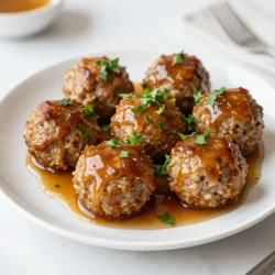- 1 pound ground beef (or turkey) - 1/2 cup breadcrumbs - 1/4 cup grated Parmesan cheese - 1 large egg - 3 cloves garlic, minced - 1 teaspoon onion powder - 1/2 teaspoon salt - 1/4 teaspoon black pepper - 1/4 teaspoon red pepper flakes (optional) For the meatballs, I love using ground beef or turkey. Both work well. The breadcrumbs and Parmesan cheese add flavor and help bind the meat together. The egg keeps everything moist. Garlic is a must for that tasty kick. Onion powder, salt, and black pepper round out the flavors. If you like a little heat, add red pepper flakes. - 1/2 cup honey - 1/4 cup soy sauce (or tamari for gluten-free) - 1 teaspoon cornstarch mixed with 1 tablespoon water (for thickening) - Fresh parsley, chopped (for garnish) The sauce is where the magic happens! Honey brings sweetness, while soy sauce adds depth. Cornstarch helps thicken the sauce, making it stick to the meatballs. I love to sprinkle fresh parsley on top for color and freshness. It's a simple way to elevate the dish. {{ingredient_image_1}} 1. Preheat your oven to 400°F (200°C). This step is key for cooking the meatballs evenly. 2. Line a baking sheet with parchment paper. This makes for easy cleanup after cooking. 3. In a large bowl, mix the ingredients for the meatballs. Combine the ground beef, breadcrumbs, and Parmesan cheese. Add the egg, minced garlic, onion powder, salt, black pepper, and red pepper flakes if you like a little heat. 4. Stir the mixture with your hands or a spoon until it is well mixed. 5. Form the mixture into 1-inch meatballs. Place them on the prepared baking sheet, making sure they are spaced apart. 1. While the meatballs bake, make your honey garlic sauce. In a small saucepan over medium heat, combine the honey and soy sauce. 2. Stir the sauce and bring it to a gentle simmer. This will help blend the flavors of the honey and soy sauce. 3. Add the cornstarch mixture to the saucepan. Whisk constantly until the sauce thickens, which takes about 2-3 minutes. Once thick, remove it from the heat. 1. After the meatballs bake for 18-20 minutes, transfer them to the saucepan with the honey garlic sauce. 2. Toss the meatballs to coat them well with the sauce. This ensures every bite is full of flavor. 3. Allow the meatballs to simmer in the sauce for another 2-3 minutes. This step helps them absorb the sweet and savory flavors. 4. When ready to serve, garnish with chopped parsley on top. It adds a nice touch and a pop of color. Serve the meatballs hot and enjoy! To make great meatballs, focus on texture. Mix the ground beef or turkey well with the breadcrumbs, egg, and spices. This helps hold them together. If your mixture feels too wet, add more breadcrumbs. If it’s too dry, add a bit of water. Cook the meatballs in the oven at 400°F (200°C) for 18-20 minutes. This gives them a nice golden brown color. Use a meat thermometer to check. They should reach 160°F (71°C) for ground beef and 165°F (74°C) for turkey. You can boost the flavor of your meatballs with more spices. Try adding garlic powder or Italian herbs. They will add depth to the taste. For a kick, include more red pepper flakes or a dash of hot sauce. Customizing the sauce is fun too! Add ginger for a spicy twist or sesame oil for a nutty flavor. You can even mix in some orange juice for a citrusy touch. The key is to experiment and find what you love! Pro Tips Use Fresh Garlic: Freshly minced garlic will enhance the flavor of the meatballs significantly compared to pre-minced or jarred garlic. Keep Them Uniform: Make sure all meatballs are the same size to ensure even cooking and consistent texture. Let Them Rest: Allow the meatballs to rest for a few minutes after baking for better juiciness and flavor absorption from the sauce. Experiment with Proteins: Feel free to substitute ground turkey, chicken, or even plant-based meat alternatives for a different flavor profile. {{image_2}} You can change the meat in this recipe. Ground turkey or chicken works well. Both options keep the meatballs light and tasty. If you want a meat-free meal, try using lentils or chickpeas. Just mash them well and mix with the other ingredients. This gives you a great vegetarian alternative. You can make this sauce gluten-free by using tamari instead of soy sauce. This small swap keeps the flavor strong and delicious. If you want to try different tastes, add some ginger or sesame oil. You can also mix in chili paste for a spicy kick. Experimenting with these flavors can lead to exciting new dishes! You can store cooked meatballs in the fridge. Place them in an airtight container. This keeps them fresh and tasty. They last about three to four days. Make sure they cool before sealing the container. If you want them to stay moist, add a bit of sauce. Freezing meatballs is easy and great for meal prep. First, let them cool completely. Then, arrange them in a single layer on a baking sheet. Freeze them for about an hour. This prevents them from sticking together. Once frozen, pack the meatballs in freezer bags. Remove as much air as possible. They can stay frozen for up to three months. When it's time to eat, take out the meatballs. You can reheat them straight from the freezer. Place them in a saucepan with a bit of sauce. Cover and heat on low until warmed through. You can also use the microwave if you're in a hurry. Enjoy your easy meal anytime! Can I make this recipe in advance? Yes, you can make honey garlic meatballs ahead of time. Cook the meatballs and let them cool. Then, place them in a container and keep them in the fridge. They stay good for up to three days. You can also freeze them for longer storage. Just thaw and reheat before serving. What can I serve with honey garlic meatballs? Honey garlic meatballs pair well with many sides. Serve them with steamed rice, noodles, or mashed potatoes. You can also enjoy them on a bed of greens for a fresh touch. For a fun twist, try them in a sub sandwich or as a topping for pizza. Gluten-free adaptations To make this dish gluten-free, use gluten-free breadcrumbs. You can also switch soy sauce for tamari. This small change keeps the flavor while making it safe for those with gluten issues. Lower-calorie options If you want a lighter version, swap ground beef for ground turkey. You can reduce honey in the sauce for fewer calories. Use less cheese or omit it altogether. This way, you still enjoy the taste without all the calories. In this article, I shared how to make honey garlic meatballs. We covered the key ingredients and steps to create flavorful meatballs. I also provided tips for perfecting your dish and suggested tasty variations. Remember, you can easily adjust the recipe to fit your needs, whether you go for meat or plant-based options. Enjoy experimenting with flavors or storage methods to make this recipe your own. I hope you find these tips helpful next time you cook!