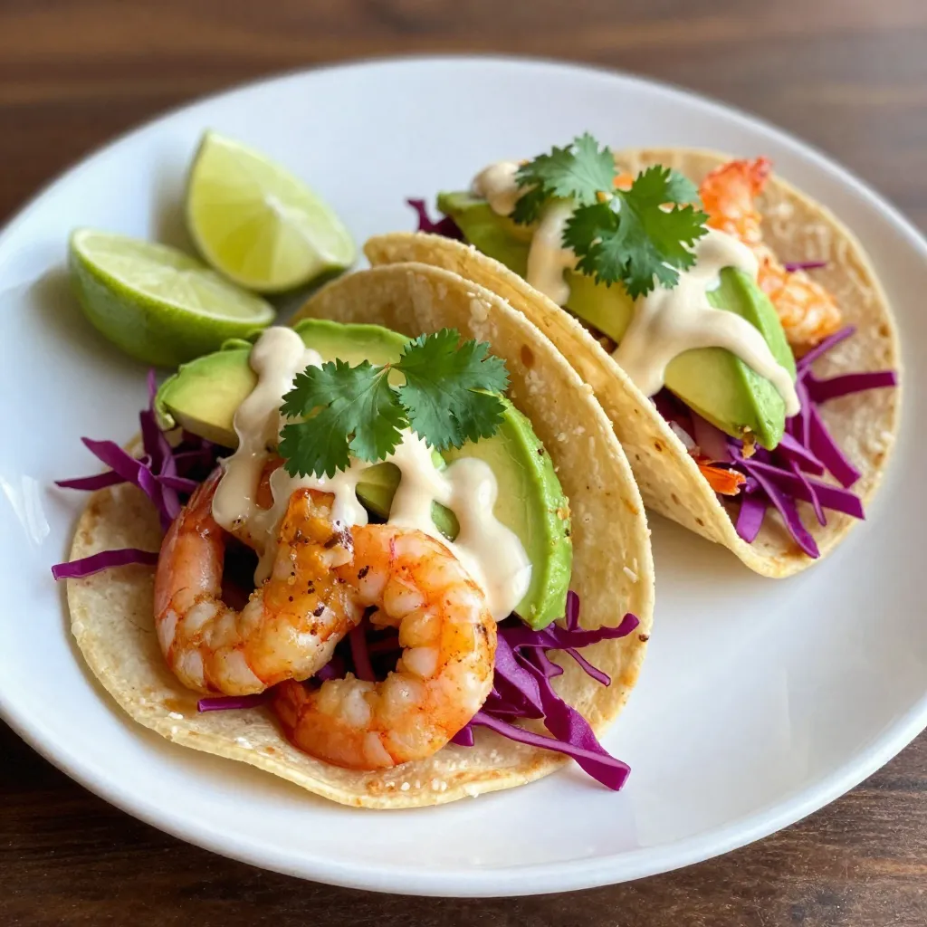To create the best Bang Bang Shrimp Tacos, gather these main ingredients: - 1 pound shrimp, peeled and deveined - 1 cup buttermilk - 1 cup all-purpose flour - 1 teaspoon paprika - 1 teaspoon garlic powder - 1 teaspoon onion powder - 1 teaspoon cayenne pepper - Salt and pepper to taste - Vegetable oil, for frying - 8 small corn or flour tortillas - 1 cup shredded red cabbage - 1 avocado, sliced - 1/2 cup cilantro leaves, chopped - 1 lime, cut into wedges These ingredients give your tacos a nice crunch and a burst of flavor. The sauce is key for this dish. You will need: - 1/2 cup mayonnaise - 2 tablespoons sweet chili sauce - 1 tablespoon sriracha (adjust for spice preference) - 1 teaspoon honey This sauce adds creaminess and a sweet, spicy kick. You can make your tacos look even better with these garnishes: - Extra cilantro leaves - Sliced jalapeños for heat - Diced tomatoes for freshness These garnishes add color and more flavor to your tacos. {{ingredient_image_1}} First, you want to marinate the shrimp. This step makes the shrimp tender and tasty. In a bowl, soak the shrimp in 1 cup of buttermilk. Add a pinch of salt to the mix. Let it sit for 30 minutes. This waiting time allows the shrimp to soak up the flavors. Next, prepare the breading mixture. In another bowl, combine 1 cup of all-purpose flour, 1 teaspoon of paprika, 1 teaspoon of garlic powder, 1 teaspoon of onion powder, and 1 teaspoon of cayenne pepper. Add salt and pepper to taste. Mix these ingredients well. This blend gives the shrimp a nice, spicy crunch. Now, it’s time to cook the shrimp. Heat vegetable oil in a deep skillet or frying pan. Pour in enough oil to reach about 1 inch deep. Heat the oil to around 350°F or 175°C. While waiting, take the marinated shrimp out of the buttermilk. Let the excess liquid drip off. Dredge each shrimp in the seasoned flour mix. Make sure each piece is well-coated. Carefully place the shrimp in the hot oil. Fry them in batches for about 2-3 minutes on each side. You want them golden brown and fully cooked. Once done, remove the shrimp and drain them on paper towels. This step helps keep them crispy. To get crispy shrimp, start by soaking the shrimp in buttermilk. This step makes them tender. Let them marinate for 30 minutes. After soaking, coat the shrimp in a seasoned flour mix. Use flour, paprika, garlic powder, onion powder, cayenne pepper, salt, and pepper. The key is to shake off any extra flour. Fry the shrimp in hot oil at 350°F. Fry in small batches to keep the oil hot. This makes sure they crisp up well. Drain them on paper towels to remove extra oil. The Bang Bang sauce is easy to make and adds a great flavor. In a bowl, mix mayonnaise, sweet chili sauce, sriracha, and honey. Whisk until smooth. You can adjust the spice by adding more or less sriracha. This sauce should be creamy and slightly sweet. Taste it and tweak the flavors to your liking. If you want a kick, add more sriracha. Always serve the sauce on the side for easy dipping. Warming your tortillas is a simple yet important step. You can heat them in a dry skillet over medium heat for about 30 seconds on each side. This makes them soft and pliable. You can also wrap them in a damp paper towel and microwave for 20-30 seconds. This method keeps them warm and moist. Choose corn or flour tortillas based on your taste. Warm tortillas help hold all the yummy fillings without breaking. Pro Tips Marinate for Maximum Flavor: Allow the shrimp to soak in the buttermilk for at least 30 minutes. This tenderizes the shrimp and adds extra flavor. Perfect Frying Temperature: Ensure the oil is hot enough before adding the shrimp. A temperature of 350°F (175°C) ensures a crispy exterior without overcooking the shrimp. Customize Your Heat: Adjust the amount of sriracha in the sauce based on your spice preference. You can even add more or less cayenne to the shrimp breading for different heat levels. Presentation Matters: Serve the tacos on a rustic wooden board with lime wedges and extra bang bang sauce. A colorful garnish of cilantro adds visual appeal. {{image_2}} If you want to change the shrimp, try using chicken or tofu. Both options work well. Chicken gives a nice, juicy bite. Tofu absorbs flavors and is a great choice for vegans. Make sure you season them well before frying. The taste will still shine through in the sauce. You can switch up the bang bang sauce if you want something new. Try using a ranch or garlic aioli for a creamy twist. A mango salsa adds a fresh touch, too. For those who love heat, a spicy chipotle sauce works great. Just mix it into your tacos for a zesty bite. Change up your taco style for fun! You can make a taco salad by using the same filling over a bed of greens. Or try a wrap using large lettuce leaves instead of tortillas. If you're feeling adventurous, make a nacho platter. Just pile the shrimp and toppings on tortilla chips. All options keep the great flavors you love! You can store leftover tacos easily. Place any uneaten tacos in an airtight container. This keeps them fresh. You can keep them in the fridge for up to two days. If you have extra sauce, store that in a separate container. To reheat your tacos, use an oven for the best results. Preheat your oven to 350°F (175°C). Place the tacos on a baking sheet. Heat them for about 10 minutes. This keeps the shrimp crispy. If you use a microwave, cover the tacos with a damp paper towel. This will help prevent them from drying out. Heat in short bursts, about 30 seconds at a time. Freezing works well for the shrimp but not for fully assembled tacos. To freeze, place the cooked shrimp in a freezer-safe bag. Remove as much air as possible. They will stay good for up to three months. When you’re ready to eat, thaw the shrimp overnight in the fridge. Then, fry them again to make them crispy. You can also freeze the sauce separately. It keeps well for about a month. I suggest using large shrimp for Bang Bang Shrimp Tacos. Large shrimp hold up well when frying. They are also juicy and flavorful. Fresh or frozen shrimp both work, but make sure they are peeled and deveined. Look for shrimp labeled "wild-caught" for better flavor and sustainability. Yes, you can prep some parts ahead of time. You can marinate the shrimp and make the sauce a day in advance. Store the shrimp in the fridge until you're ready to cook. However, I recommend frying the shrimp right before serving. This keeps them crispy and delicious. Bang Bang Shrimp Tacos pair well with several sides. Here are some tasty options: - Mexican street corn - Black bean salad - Cilantro lime rice - Fresh guacamole - A light green salad These sides add color and flavor to your meal. Enjoy! In this blog post, we explored making Bang Bang Shrimp Tacos. We covered essential ingredients, step-by-step cooking, and handy tips for the best results. You learned how to achieve crispy shrimp and perfect the sauce. We also shared alternatives and storage methods for leftovers. Bang Bang Shrimp Tacos can be fun and delicious. Use this guide to impress family and friends. Enjoy making this dish your own!