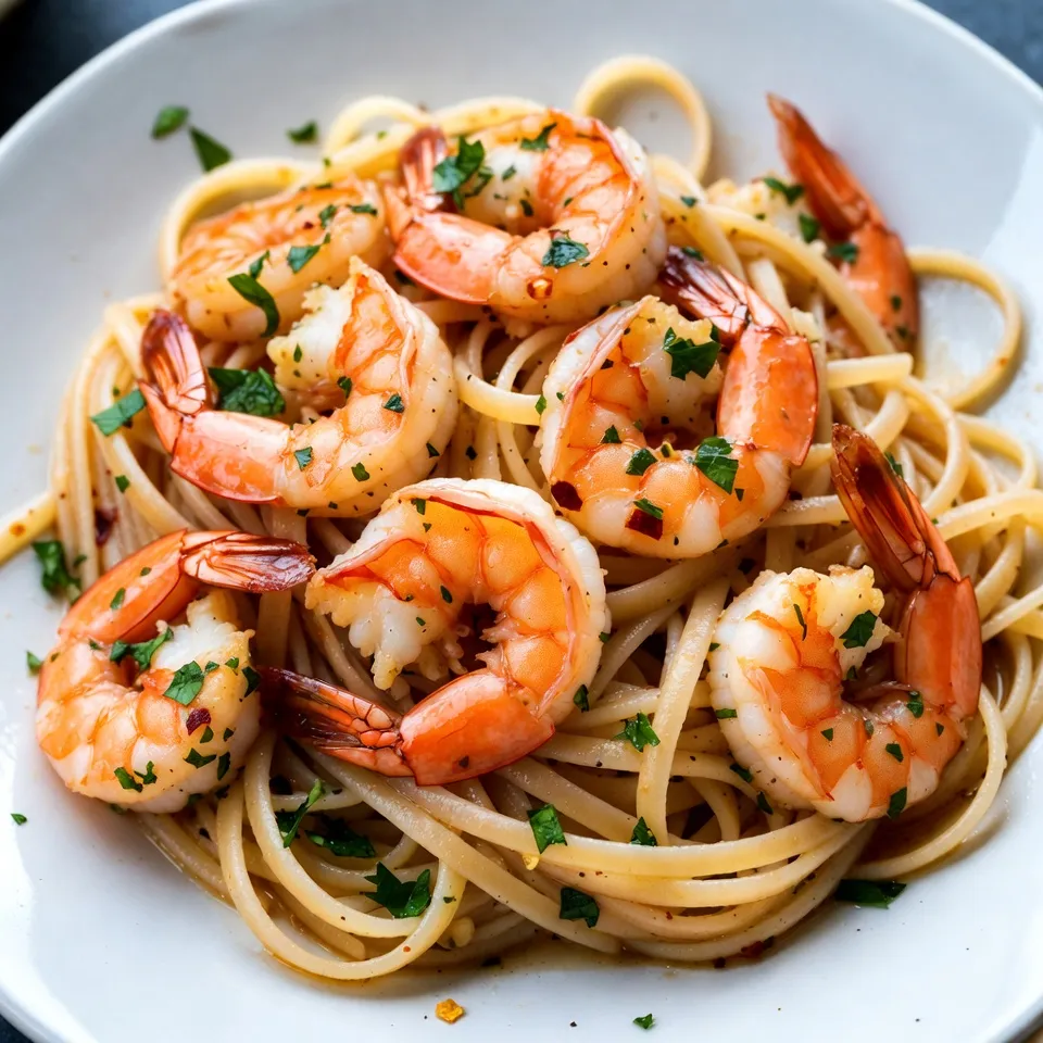 To make Garlic Herb Shrimp Scampi, you need a few key ingredients: - 1 pound large shrimp, peeled and deveined - 4 cloves garlic, minced - 4 tablespoons unsalted butter - 2 tablespoons olive oil - 1 teaspoon red pepper flakes - 1 lemon, zested and juiced - 1/4 cup fresh parsley, chopped - 1/4 cup fresh basil, chopped - Salt and pepper to taste - 8 ounces linguine or spaghetti These main ingredients bring a burst of flavor to your dish. The shrimp adds protein, while garlic gives it that lovely aroma. The herbs and lemon zest brighten the meal. You can customize your Garlic Herb Shrimp Scampi with extra flavors: - Grated Parmesan cheese for serving (optional) - Extra lemon wedges for garnish - A dash of white wine for depth Parmesan cheese adds a creamy touch. Another squeeze of lemon brightens the dish even more. When buying shrimp, look for these signs of freshness: - Clear, shiny shells - No strong fishy smell - Firm texture when you touch them Fresh shrimp should smell like the sea, not fishy. If you can, buy shrimp that were caught locally. This way, you get the best flavor and support local fishermen. {{ingredient_image_1}} To make Garlic Herb Shrimp Scampi, start by cooking the pasta. While the pasta cooks, sauté the garlic and shrimp in a skillet. After the shrimp turn pink, you add lemon and herbs. Finally, mix it all with the pasta for a tasty meal. 1. Cook the Pasta: Fill a large pot with salted water and bring it to a boil. Add 8 ounces of linguine or spaghetti. Cook until al dente, following package directions. Drain the pasta, but save 1/2 cup of the pasta water. 2. Sauté the Shrimp: In a large skillet, melt 2 tablespoons of butter with 2 tablespoons of olive oil over medium heat. Add 4 cloves of minced garlic and 1 teaspoon of red pepper flakes. Sauté for 1-2 minutes until you smell the garlic. 3. Add the Shrimp: Turn the heat to medium-high. Add 1 pound of peeled and deveined shrimp to the skillet. Season with salt and pepper. Cook the shrimp for about 2-3 minutes on each side until they turn pink and opaque. 4. Blend in the Flavor: Pour the juice of 1 lemon into the skillet along with its zest. Add the remaining 2 tablespoons of butter. Stir until the butter melts and makes a sauce. 5. Combine with Pasta: Add the drained pasta to the skillet. Stir in 1/4 cup of chopped parsley and 1/4 cup of chopped basil. Toss everything together. If the sauce looks too thick, add some reserved pasta water to loosen it. 6. Serve: Plate the shrimp scampi and add more fresh herbs on top. You can also sprinkle some grated Parmesan cheese if you like. - Use large shrimp for the best texture. - Don’t overcook the shrimp; they cook fast. - Always season the shrimp well for better flavor. - Fresh herbs make a big difference in taste. - Keep the heat high when adding shrimp for a nice sear. When making garlic herb shrimp scampi, a few common mistakes can ruin your dish. First, don’t overcook the shrimp. They only need about 2-3 minutes per side. If they turn rubbery, you’ve cooked them too long. Second, avoid using too much salt. The butter and cheese add flavor. Third, don’t skip the pasta water. It helps the sauce cling to the pasta. To boost the flavor, try adding a splash of white wine. It adds depth and pairs well with shrimp. You can also use fresh herbs. Mix in more parsley or basil right before serving. For a spicy kick, add more red pepper flakes. If you love citrus, add more lemon zest for a bright taste. You’ll need a few key tools to make this dish shine. A large skillet is essential for cooking the shrimp. Use a pot for boiling the pasta. A sharp knife and cutting board make chopping herbs easy. A pasta fork can help you toss the pasta just right. Finally, a zester will help you get the lemon zest without the bitter pith. Pro Tips Use Fresh Shrimp: For the best flavor and texture, opt for fresh shrimp instead of frozen. If using frozen shrimp, make sure to thaw them completely and pat them dry before cooking. Don’t Overcook the Shrimp: Shrimp cook quickly; they will turn pink and opaque in just a few minutes. Overcooking can lead to rubbery shrimp, so keep an eye on them! Save Your Pasta Water: The reserved pasta water is starchy and can help adjust the thickness of your sauce, making it creamier and helping it cling to the pasta. Herb Variations: Feel free to experiment with different herbs. Fresh thyme or dill can add a unique flavor profile to your shrimp scampi! {{image_2}} To spice things up, add more heat with extra red pepper flakes. You can also toss in diced jalapeños for a fresh kick. If you love bold flavors, consider adding a splash of hot sauce while cooking. This will give your dish a zesty twist that pairs well with the shrimp. For a rich, creamy option, add heavy cream or cream cheese to the sauce. Start by stirring in about 1/2 cup of cream after the lemon juice. This change makes the dish smooth and decadent. You can also add a bit of grated cheese to enhance the creaminess. It’s a comforting twist on the classic. If you need a gluten-free dish, swap traditional pasta for zucchini noodles or gluten-free pasta. Both options keep the meal light and fresh. For a low-carb version, use spaghetti squash instead of pasta. Cook the squash until tender, then shred it into strands. This keeps your meal tasty and guilt-free! To keep your Garlic Herb Shrimp Scampi fresh, place leftovers in an airtight container. Make sure to cool the dish first. Store it in the fridge for up to two days. This way, the shrimp and pasta stay tasty and safe to eat later. Reheating shrimp scampi is simple. Use a skillet over low heat. Add a splash of water or broth to help steam the dish. Stir often until it's warmed through. This method keeps the shrimp tender. Avoid using a microwave, as it can make the shrimp tough. You can freeze shrimp scampi, but it’s best without the pasta. Place cooled shrimp in a freezer-safe bag. Remove as much air as possible. Label the bag with the date. It can last up to three months. When ready to eat, thaw it in the fridge overnight. Sauté it again to warm through and serve with freshly cooked pasta. You can tell shrimp are cooked when they turn pink and opaque. This usually takes about 2-3 minutes per side. If they curl into a C shape, they are done. Overcooking makes them tough, so watch closely. I recommend using a timer to keep track. Yes, you can use frozen shrimp. Just thaw them first. You can place them in cold water for about 15-20 minutes. Make sure to drain them well before cooking. Frozen shrimp may need a minute or two more cooking time to ensure they are fully cooked. Garlic Herb Shrimp Scampi pairs well with many sides. Here are some tasty options: - Garlic bread for dipping in the sauce - A fresh green salad with a light dressing - Steamed vegetables like broccoli or asparagus - Rice or quinoa for a hearty meal These sides add balance and make your meal more filling. Garlic Herb Shrimp Scampi is a simple and tasty dish. We explored fresh ingredients, cooking steps, and common mistakes. I shared tips on making it extra flavorful and offered fun recipe variations, like spicy and creamy scampi. Storing leftovers is easy with the right methods. Remember, shrimp cook fast, so keep an eye on them. Enjoy your cooking journey, and don't be afraid to experiment!
