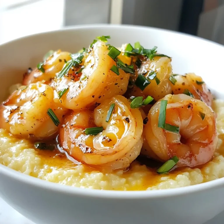 - 1 cup grits (stone-ground preferred) - 4 cups water (or chicken broth for added flavor) - 1 pound large shrimp, peeled and deveined - 4 tablespoons unsalted butter, divided - 4 cloves garlic, minced - 1 cup sharp cheddar cheese, shredded - 1/2 cup heavy cream - 1 teaspoon smoked paprika - 1/2 teaspoon cayenne pepper (optional, for heat) - Salt and pepper to taste - 2 green onions, sliced (for garnish) - Fresh parsley, chopped (for garnish) If you want to boost the taste, try these options: - Lemon juice for brightness. - Old Bay seasoning for extra seasoning. - A splash of Worcestershire sauce for depth. - Fresh herbs like thyme or basil for freshness. You can swap out some items if needed: - Use instant grits instead of stone-ground for quicker prep. - Shrimp can be replaced with scallops or chicken if desired. - If you don't have heavy cream, use whole milk or cream cheese. - For a dairy-free option, use plant-based cheese and cream. - Fresh garlic can be replaced with garlic powder, but fresh is best. {{ingredient_image_1}} To start, grab a medium pot. Bring 4 cups of water or chicken broth to a boil. A pinch of salt helps add flavor. Slowly stir in 1 cup of grits. This step is key for a smooth texture. Reduce the heat to low. Cook the grits based on the package instructions. Usually, this takes about 20-30 minutes. Stir occasionally as they cook. You want them thick and creamy. When the grits are almost done, add 1 cup of shredded cheddar cheese. Pour in 1/2 cup of heavy cream for richness. Mix well and season with salt and pepper to taste. Keep the grits warm on low heat while you cook the shrimp. Next, heat a large skillet over medium heat. Melt 2 tablespoons of unsalted butter in the skillet. Add 4 cloves of minced garlic. Sauté for about 1 minute. This will make your kitchen smell amazing. Be careful not to burn the garlic. Now, add 1 pound of peeled and deveined shrimp to the skillet. Sprinkle with 1 teaspoon of smoked paprika, and add cayenne pepper if you like it spicy. Season with salt and pepper. Cook the shrimp for about 2-3 minutes on each side. They should turn pink and opaque when done. When the shrimp are cooked, remove the skillet from heat. Add the remaining 2 tablespoons of butter. Swirl the pan until the butter melts and coats the shrimp. This adds a rich flavor. Now it’s time to serve! Spoon a generous amount of cheesy grits onto each plate. Top the grits with the garlic butter shrimp. Drizzle some of the buttery sauce from the pan over the shrimp. This extra sauce makes it even tastier. Garnish your dish with sliced green onions and chopped parsley. This adds color and freshness. Enjoy the delicious flavors of your garlic butter shrimp and grits! To make smooth and creamy grits, start with stone-ground grits. These grits give a rich flavor. Use four cups of water or chicken broth for more taste. Bring it to a boil and add a pinch of salt. Slowly stir in the grits while adding them. This helps avoid lumps. Cook on low heat for 20-30 minutes, stirring often. When they thicken, stir in sharp cheddar cheese and heavy cream. This makes the grits extra creamy and rich in flavor. For juicy shrimp, use large, fresh shrimp. Peel and devein them before cooking. When you add shrimp to the skillet, ensure the pan is hot. This helps them cook evenly. Cook for 2-3 minutes on each side. They should turn pink and opaque. Overcooking makes shrimp tough, so watch them closely. After they’re cooked, swirl in the rest of the butter. This coats the shrimp in a garlic butter sauce, keeping them moist and flavorful. For a beautiful presentation, spoon cheesy grits onto each plate first. Then, place the garlic butter shrimp on top. Drizzle extra sauce from the skillet over the shrimp. This adds flavor and makes it look great. Finally, garnish with sliced green onions and chopped parsley. This adds color and freshness. You can also serve with a wedge of lemon for a zesty touch. Enjoy your dish with a nice salad or crusty bread for a complete meal. Pro Tips Use Quality Shrimp: Choose fresh or frozen shrimp that is wild-caught for the best flavor and texture. Perfect Grits: Stirring occasionally while cooking grits prevents lumps and ensures a creamy texture. Adjust Seasoning: Taste and adjust the seasoning of the shrimp and grits before serving to suit your palate. Garnish Smartly: A sprinkle of fresh herbs not only enhances flavor but also adds visual appeal to your dish. {{image_2}} You can switch up the cheese in this dish. While I love sharp cheddar, you might try pepper jack for a kick. Creamy gouda adds a nice touch, too. If you want something lighter, use mozzarella. Each cheese gives a new flavor, making your shrimp and grits even better. Want to make this dish heartier? Add veggies like spinach or bell peppers. Sauté them in the skillet before adding the shrimp. You can also mix in cooked sausage or chicken for extra protein. This boosts flavor and fills you up more. Do you like it hot? Increase the cayenne pepper for more heat. If you prefer mild flavors, skip the cayenne. You might add a dash of hot sauce instead. Adjusting spice levels makes this dish fit your taste perfectly. To store your leftover Garlic Butter Shrimp & Grits, let them cool first. Place the grits and shrimp in separate airtight containers. This keeps the textures nice. Store them in the fridge for up to three days. When reheating, add a splash of water or broth to the grits. This helps them regain creaminess. Heat the grits in a pot over low heat. Stir often to avoid sticking. For the shrimp, use a skillet over medium heat. Heat until warm, but don’t overcook them. You can freeze the shrimp and grits, but keep them separate. Place cooled grits in a freezer bag, squeezing out air. For shrimp, use a container or bag, too. They can last up to three months in the freezer. To use, thaw overnight in the fridge and follow the reheating tips. Yes, you can use instant grits. They cook faster than stone-ground grits. Just follow package directions. Instant grits will be softer and less chewy. If you prefer a heartier texture, stick with stone-ground. You can use half-and-half or whole milk as a substitute. If you want a dairy-free option, try coconut milk. This will add a slight coconut flavor. Each option will change the dish's texture a bit. Choose based on what you like best. To add heat, increase the cayenne pepper. You can also use hot sauce for extra spice. Another option is to add diced jalapeños to the shrimp. Adjust the spice levels to match your taste. Start with a little, then add more if you want. This blog post covered key ingredients, step-by-step instructions, and helpful tips for making garlic butter shrimp with grits. You learned how to make the dish flavorful and adjust it to your taste. Remember to experiment with different cheeses, spices, and add-ins. Storing leftovers properly will keep your meal fresh. Whether you stick to the basics or try variations, this dish can please everyone. Enjoy cooking and sharing this tasty meal!
